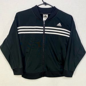 Adidas Girls Black Full Zip 3 Stripes Size S 7/8 Jacket